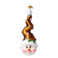Load image into Gallery viewer, Candy Capped Snowman Handmade Glass Christmas ornament
