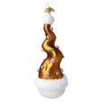 Load image into Gallery viewer, Candy Capped Snowman Handmade Glass Christmas ornament
