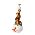 Load image into Gallery viewer, Candy Capped Snowman Handmade Glass Christmas ornament 2025-005
