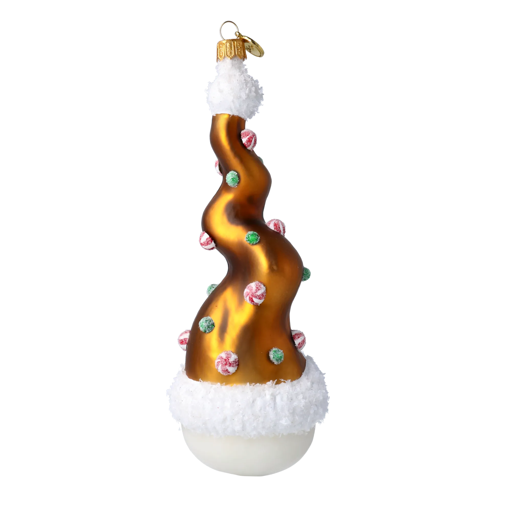 Candy Capped Snowman Handmade Glass Christmas ornament 2025-005