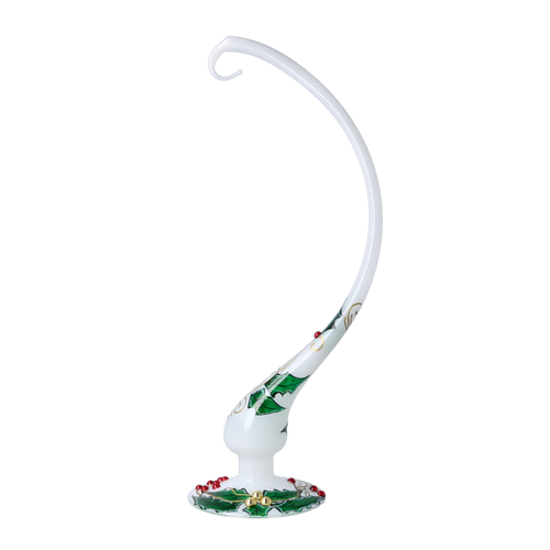 Alabaster Holly Poise | Hand-Painted Glass Ornament | Blubom 2025-006