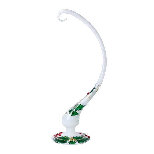 Alabaster Holly Poise | Hand-Painted Glass Ornament | Blubom 2025-006