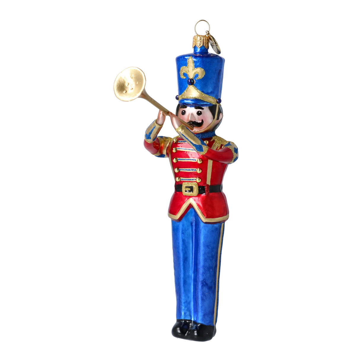 Gallant Brass Clarion | Hand-Painted Glass Ornament | Blubom 2025-008