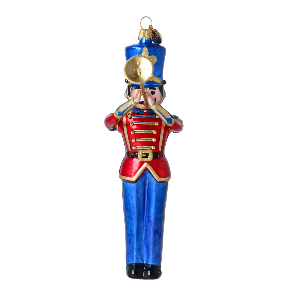 Gallant Brass Clarion | Hand-Painted Glass Ornament | Blubom 2025-008