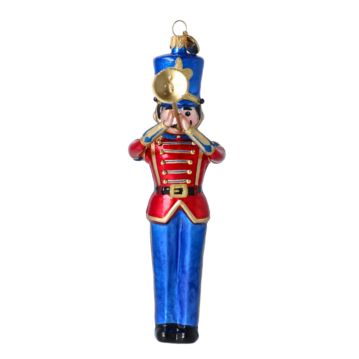 Gallant Brass Clarion | Hand-Painted Glass Ornament | Blubom 2025-008