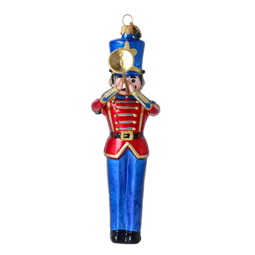 Gallant Brass Clarion | Hand-Painted Glass Ornament | Blubom 2025-008
