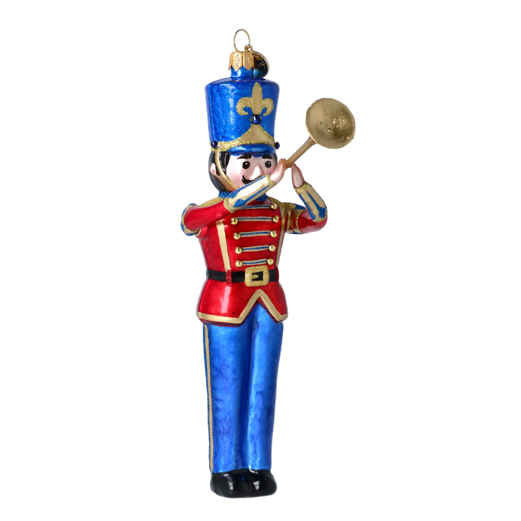Gallant Brass Clarion | Hand-Painted Glass Ornament | Blubom 2025-008