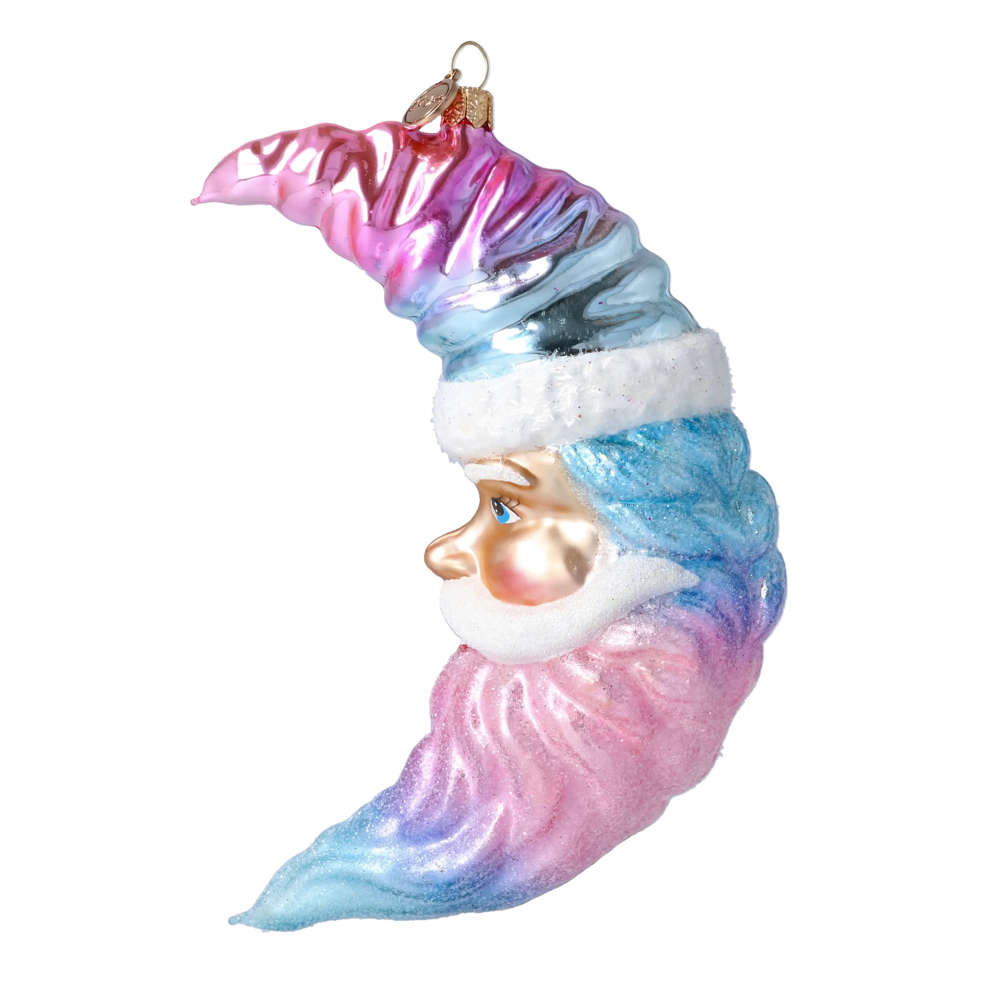 Sugar Moon ornament. Handmade Glass Christmas ornament. 2025-009