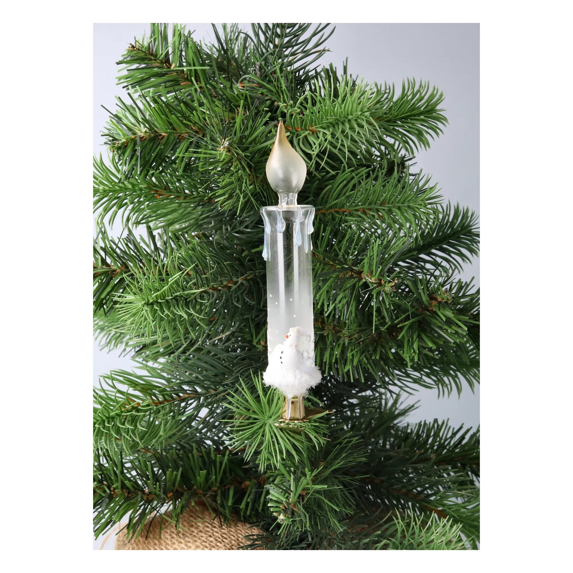 Frosted Snowman Candle Premium christmas glass ornament 2025-012