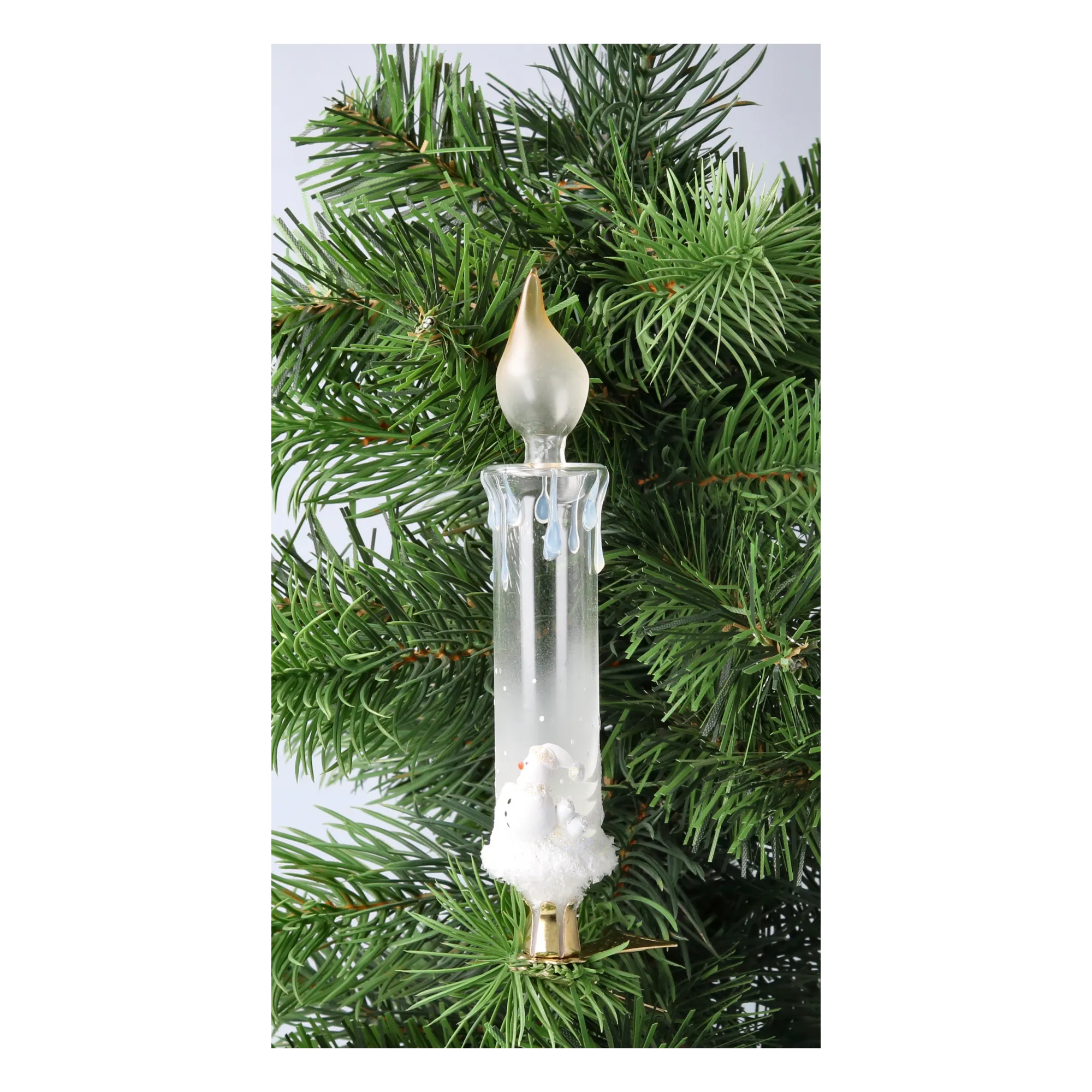 Frosted Snowman Candle Premium christmas glass ornament 2025-012
