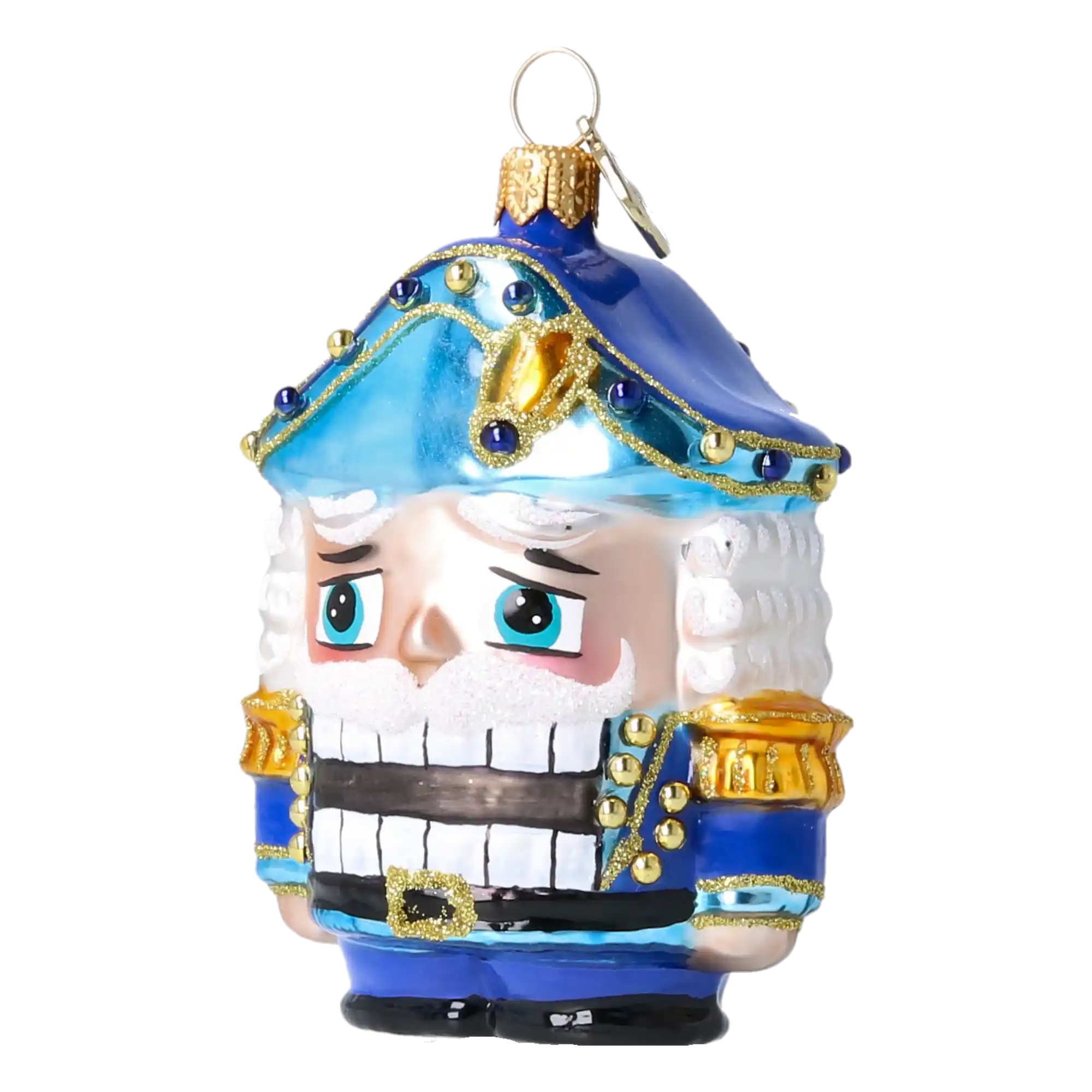 Blue Nutcracker - Handmade Glass Christmas Ornament.