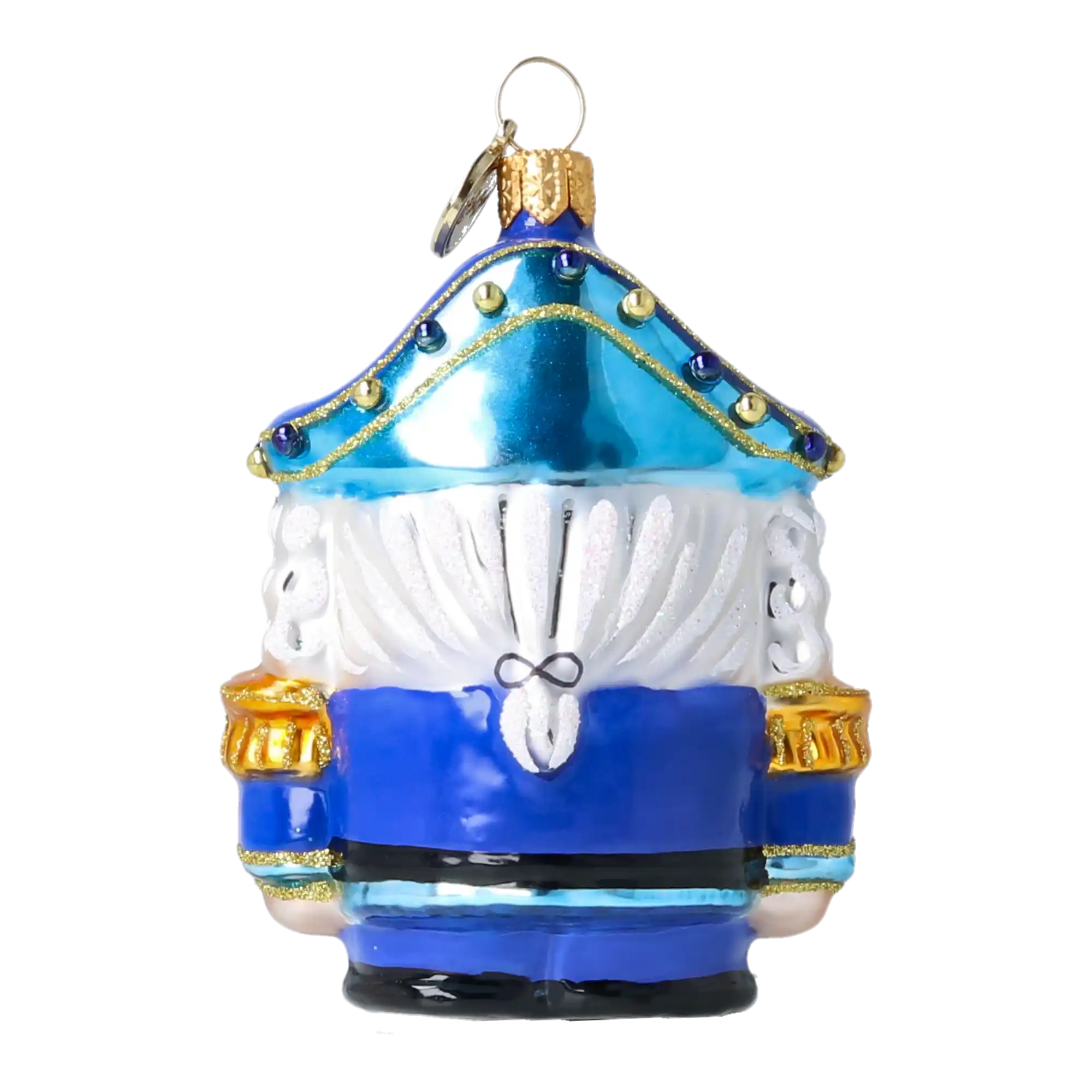 Blue Nutcracker - Handmade Glass Christmas Ornament.