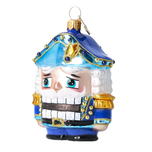 Blue Nutcracker - Handmade Glass Christmas Ornament. 2025-026