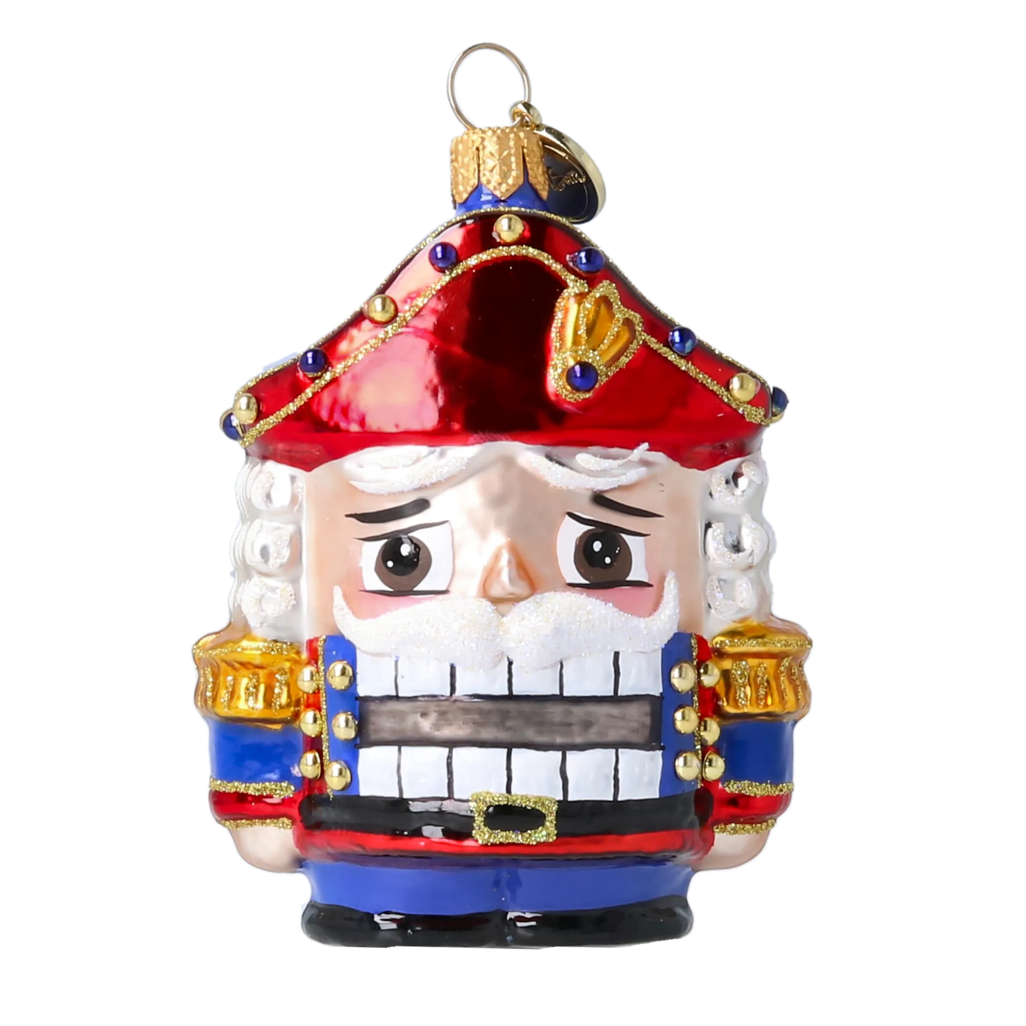 Nutcracker in Royal Colors. Handmade Glass Christmas ornament. 2025-027
