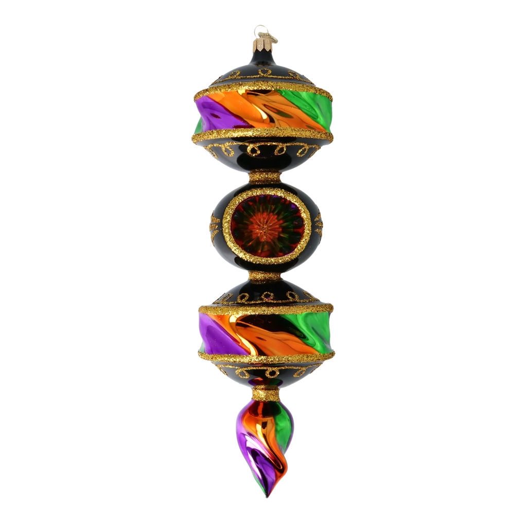 Obsidian Masquerade | Hand-Painted Glass Ornament | Blubom 2025-028