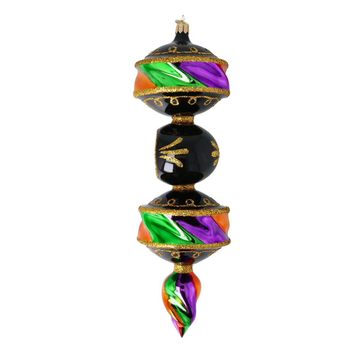 Obsidian Masquerade | Hand-Painted Glass Ornament | Blubom 2025-028