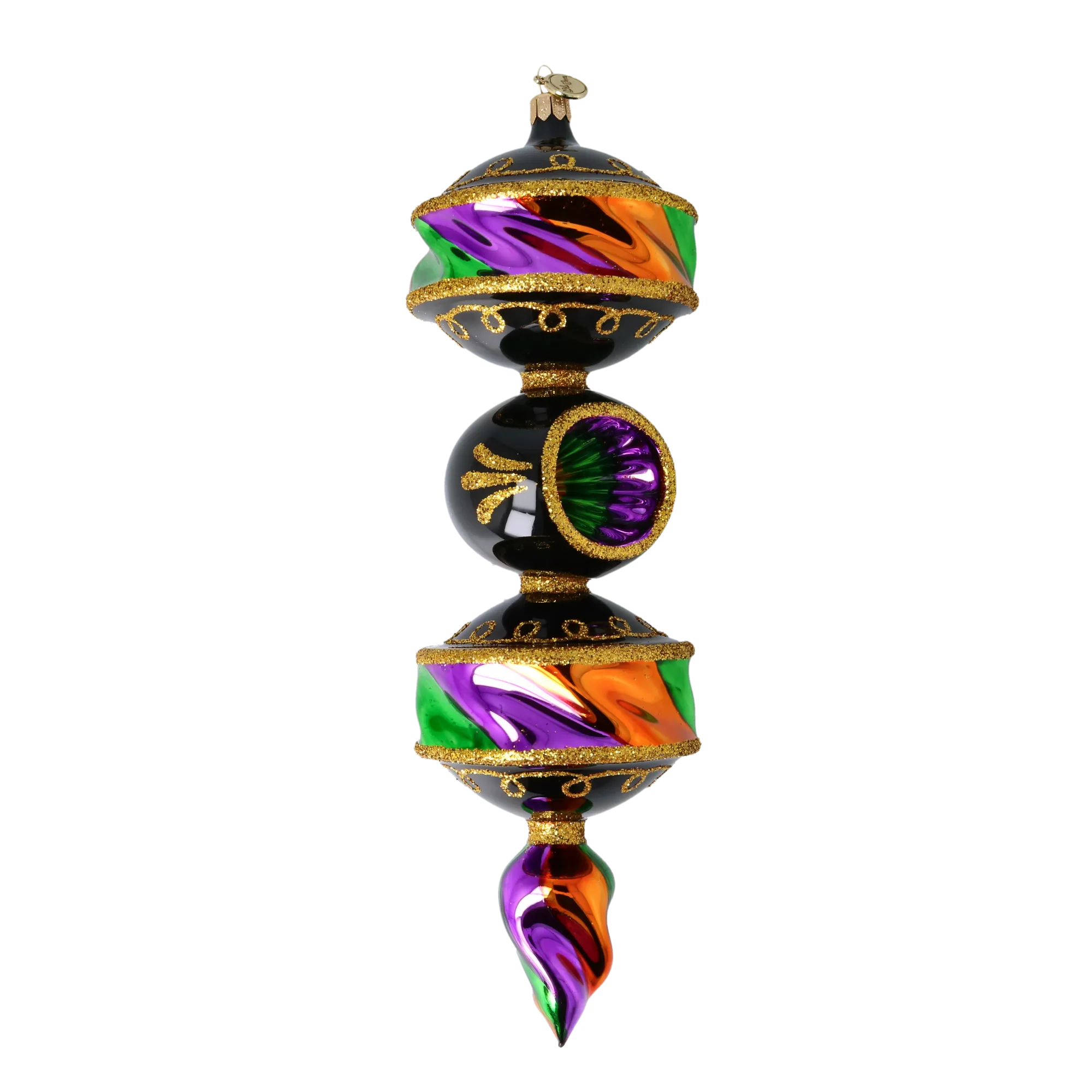 Jewel of the Night - Drop. Handmade Glass Christmas ornament. 2025-028
