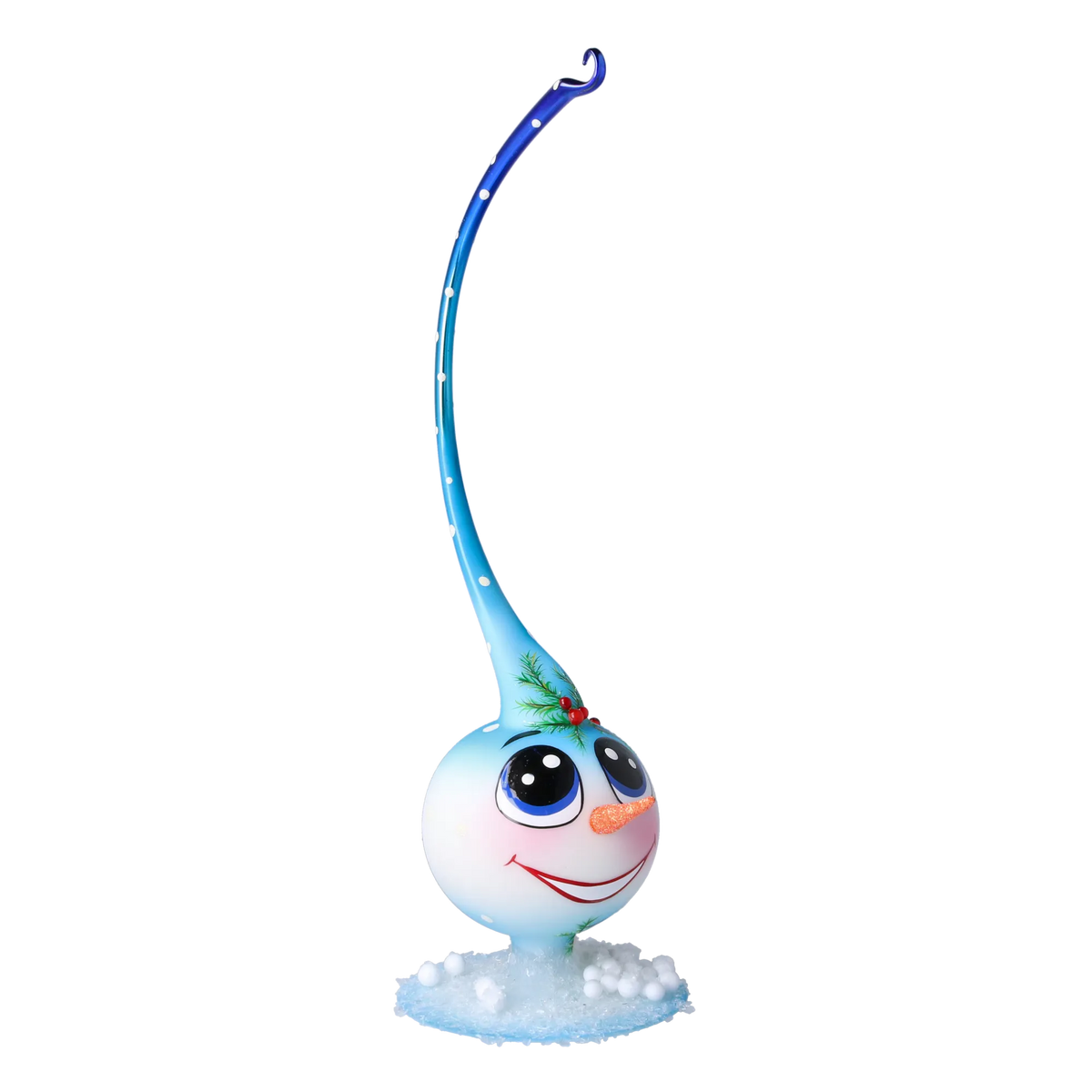 Jovial Azure Sentry | Hand-Painted Glass Ornament | Blubom 2025-030