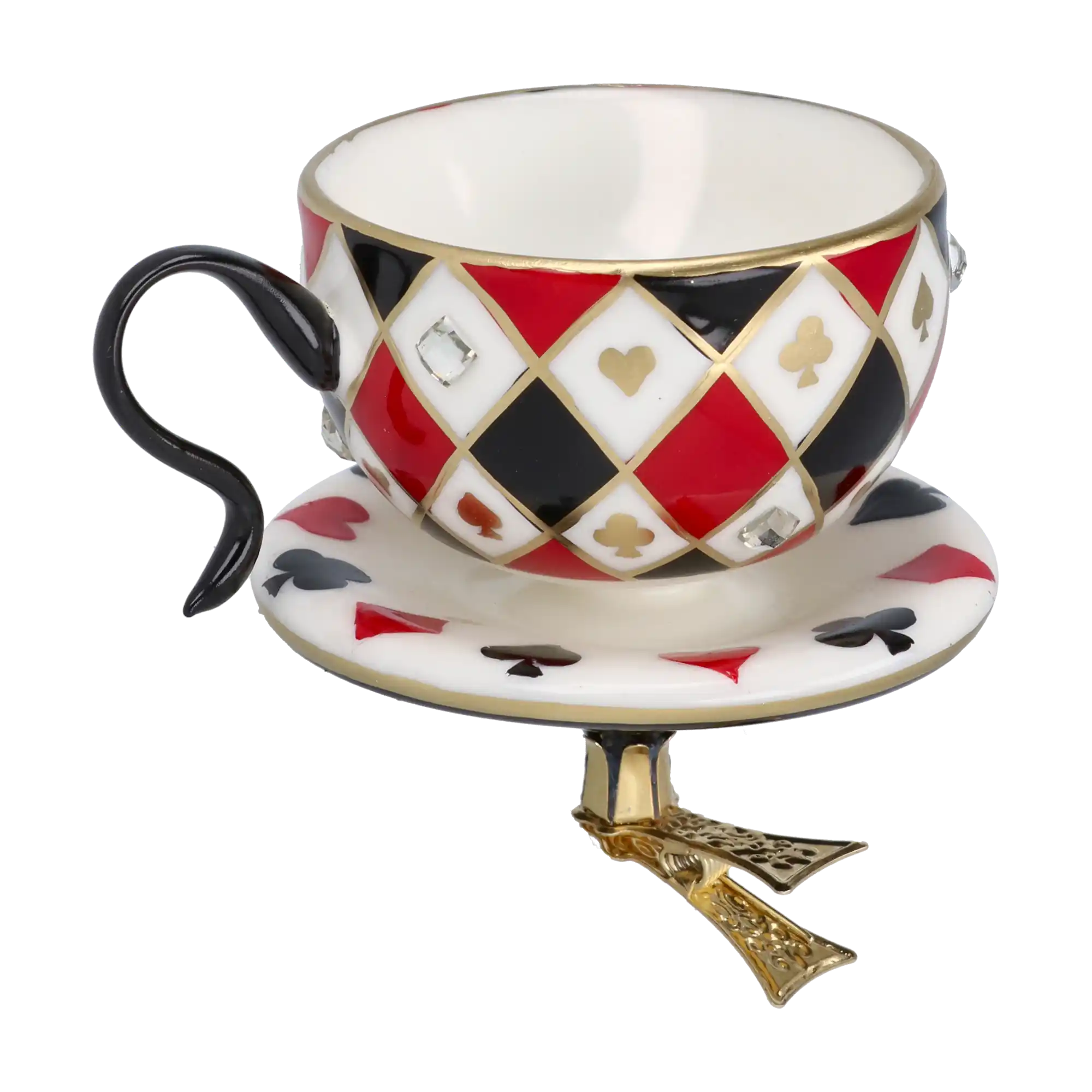 Filiżanka Królowej Kart Szklana Ozdoba choinkowa ręcznie formowana