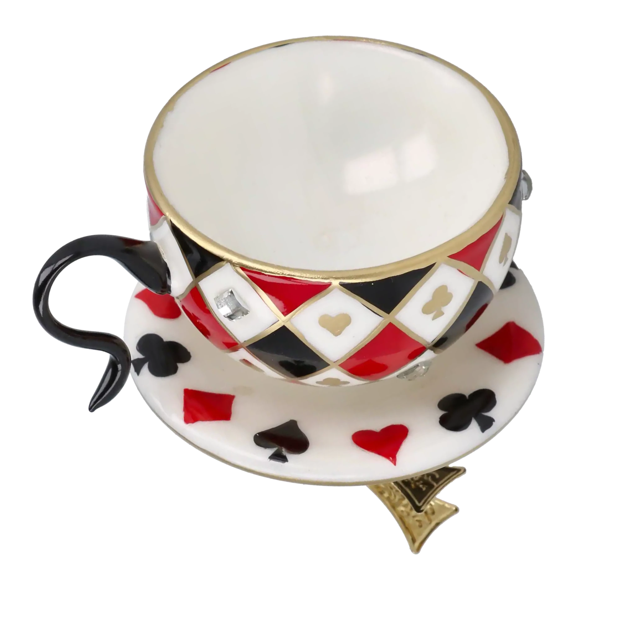 Filiżanka Królowej Kart Szklana Ozdoba choinkowa ręcznie formowana