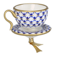 Load image into Gallery viewer, Imperial Tea cup Ornament Handmade Glass Christmas ornament. 2025-042

