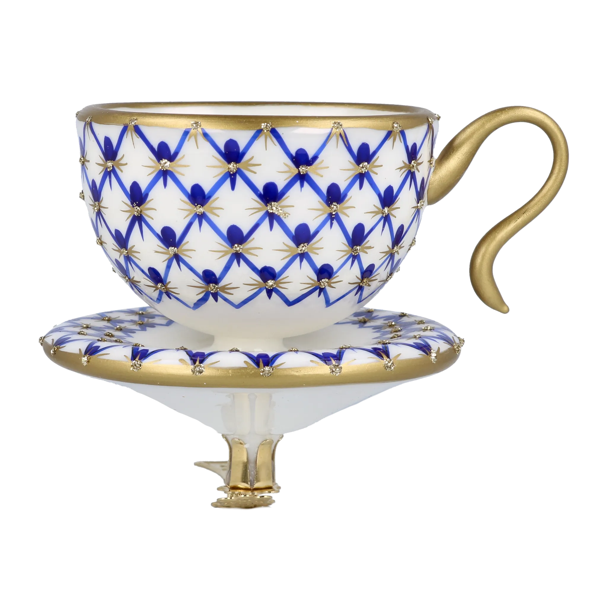 Imperial Tea cup Ornament Handmade Glass Christmas ornament. 2025-042