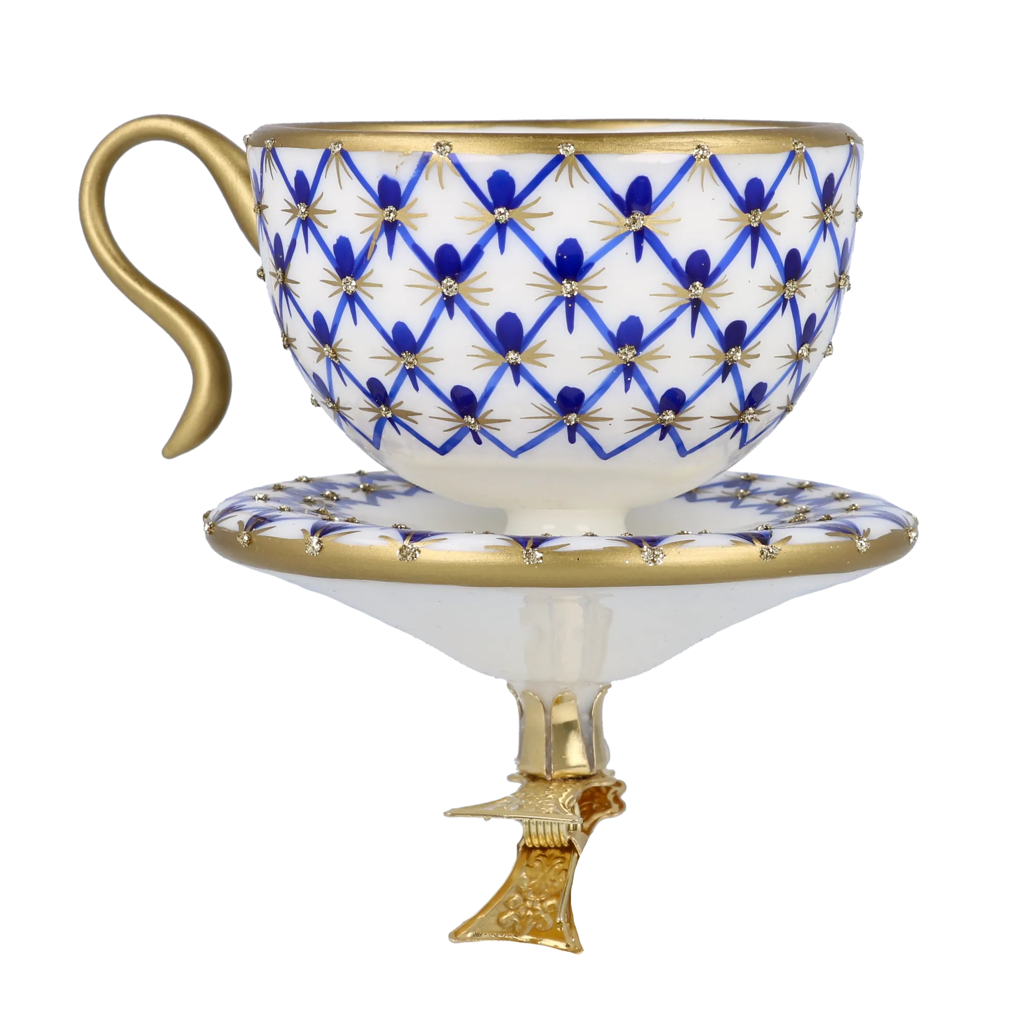 Imperial Tea cup Ornament Handmade Glass Christmas ornament. 2025-042
