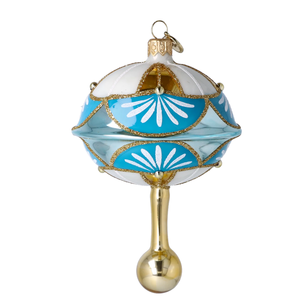 Azure Sovereign Zenith | Hand-Painted Glass Ornament | Blubom 2025-046