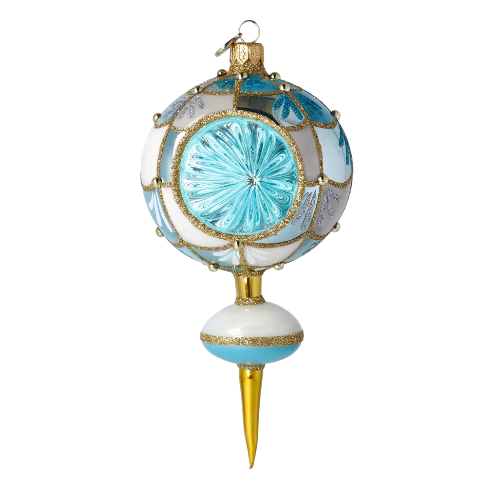 Azure Glacial Echo | Hand-Painted Glass Ornament | Blubom 2025-047