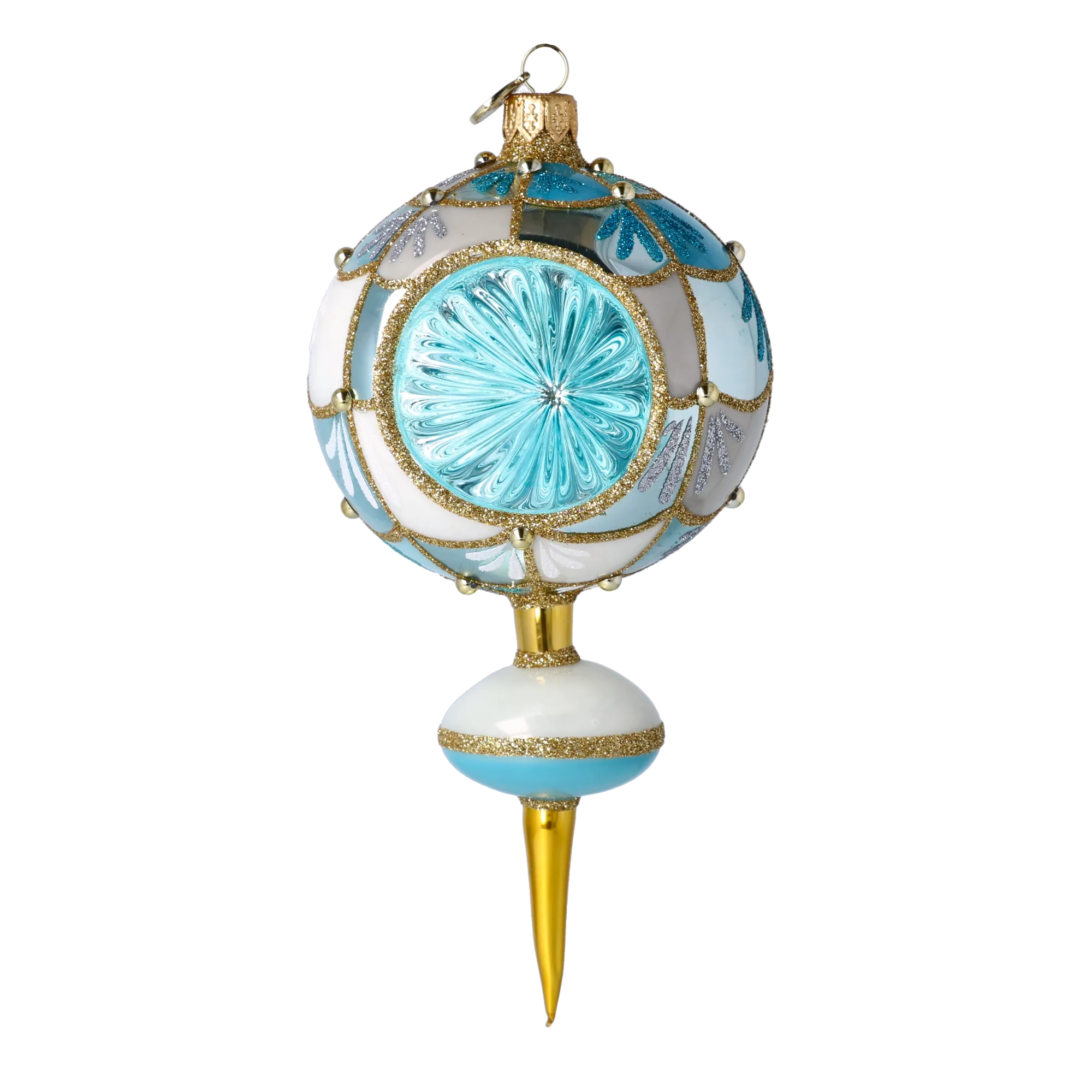 Azure Gilded Reflector Drop Premium christmas glass ornament 2025-047