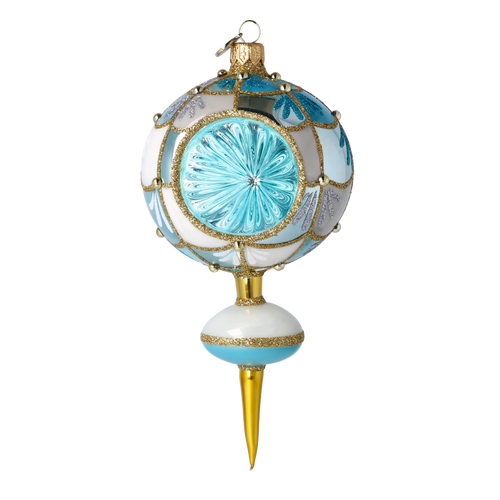 Azure Glacial Echo | Hand-Painted Glass Ornament | Blubom 2025-047