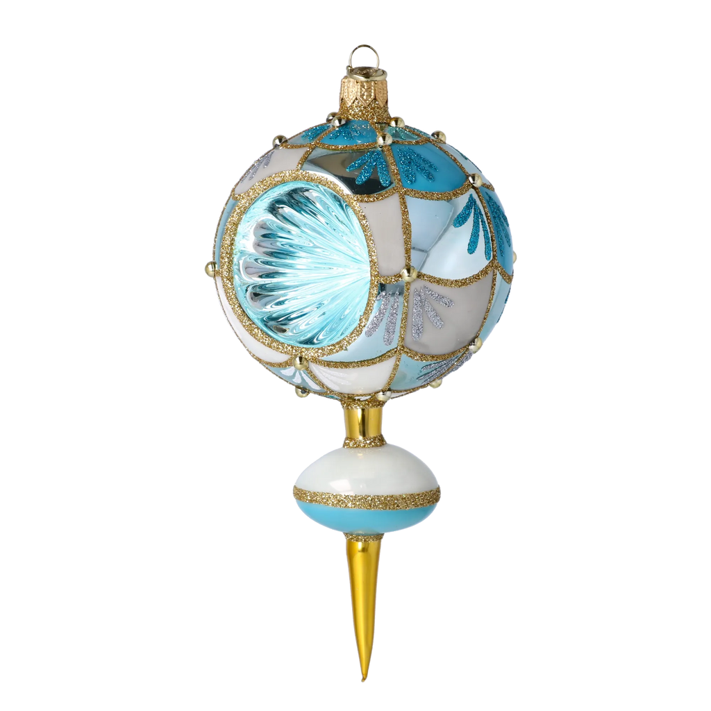 Azure Glacial Echo | Hand-Painted Glass Ornament | Blubom 2025-047