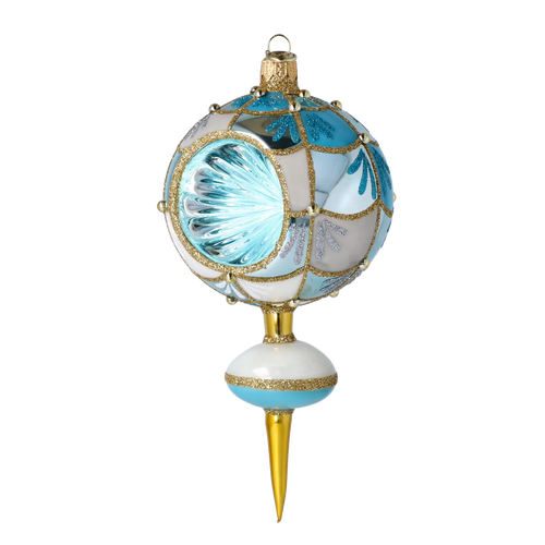Azure Glacial Echo | Hand-Painted Glass Ornament | Blubom 2025-047