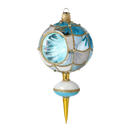 Azure Gilded Reflector Drop Premium christmas glass ornament 2025-047