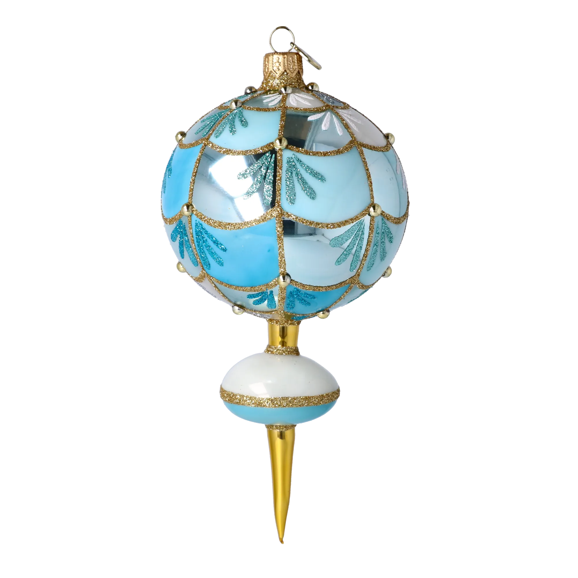 Azure Gilded Reflector Drop Premium christmas glass ornament 2025-047