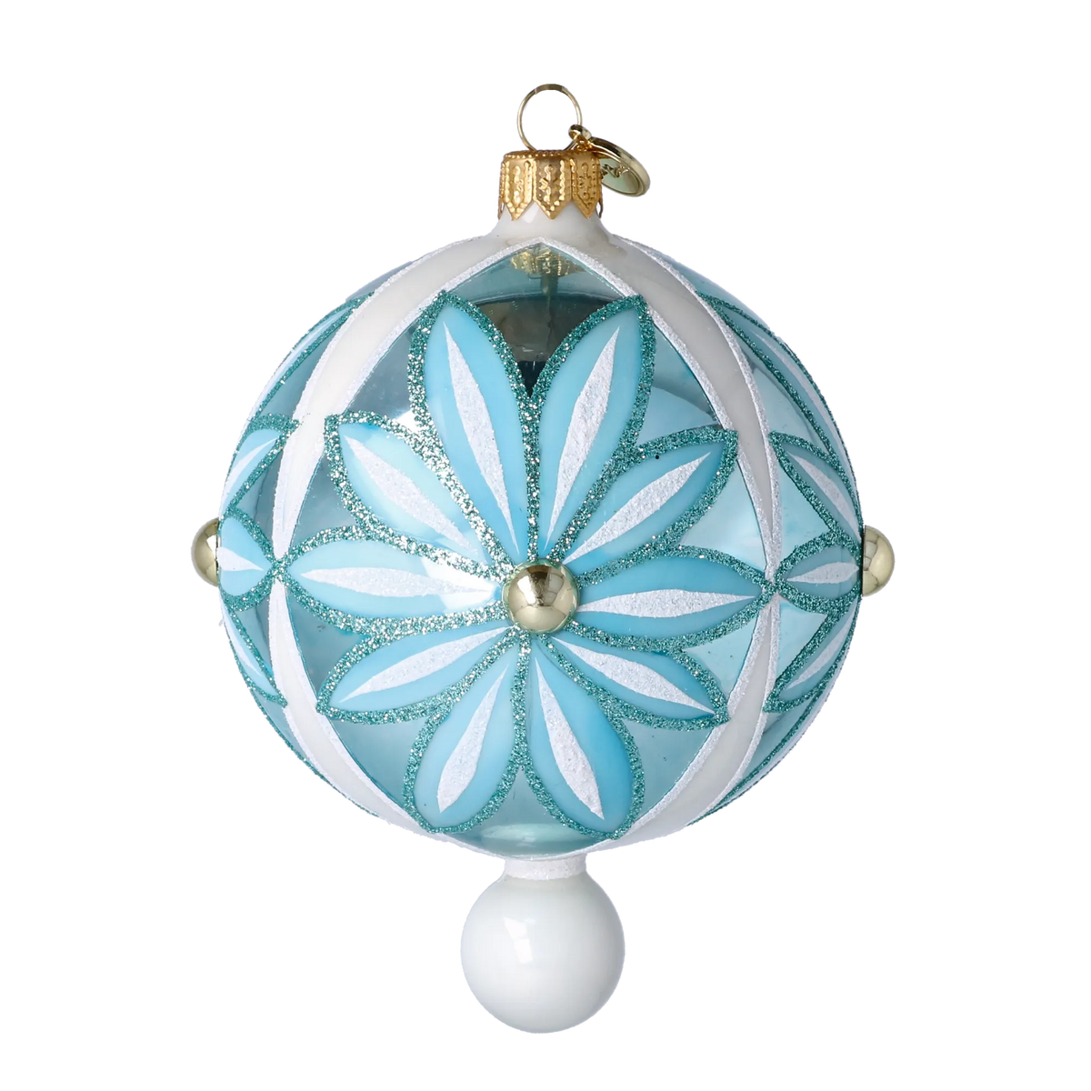 Azure Solar Zenith | Hand-Painted Glass Ornament | Blubom 2025-048