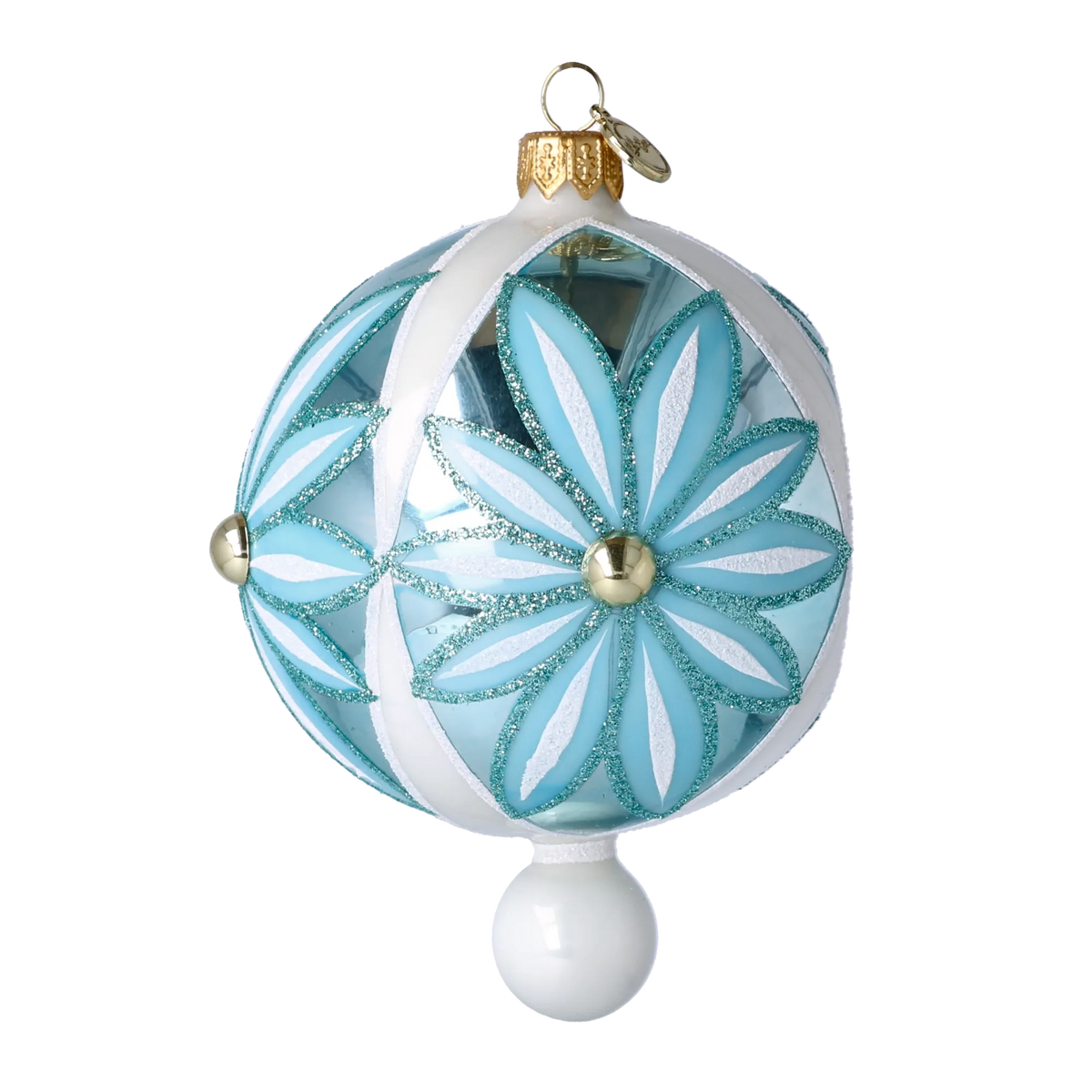 Azure Solar Zenith | Hand-Painted Glass Ornament | Blubom 2025-048