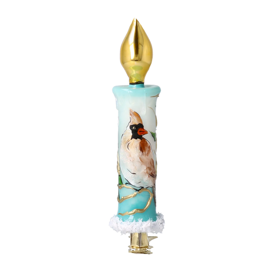Handmade Winter Cardinal Candle clip Christmas ornament tree decoration 2025-050