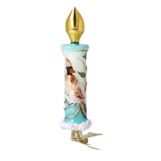Handmade Winter Cardinal Candle clip Christmas ornament tree decoration 2025-050