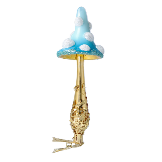 Azure Frost Gilded Mushroom Premium christmas glass ornament 2025-052