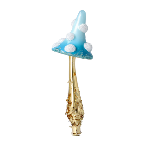 Stately Cerulean Toadstool | Hand-Painted Glass Ornament | Blubom 2025-052