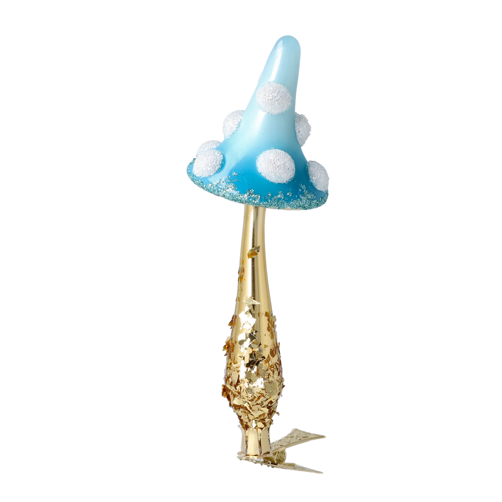 Stately Cerulean Toadstool | Hand-Painted Glass Ornament | Blubom 2025-052