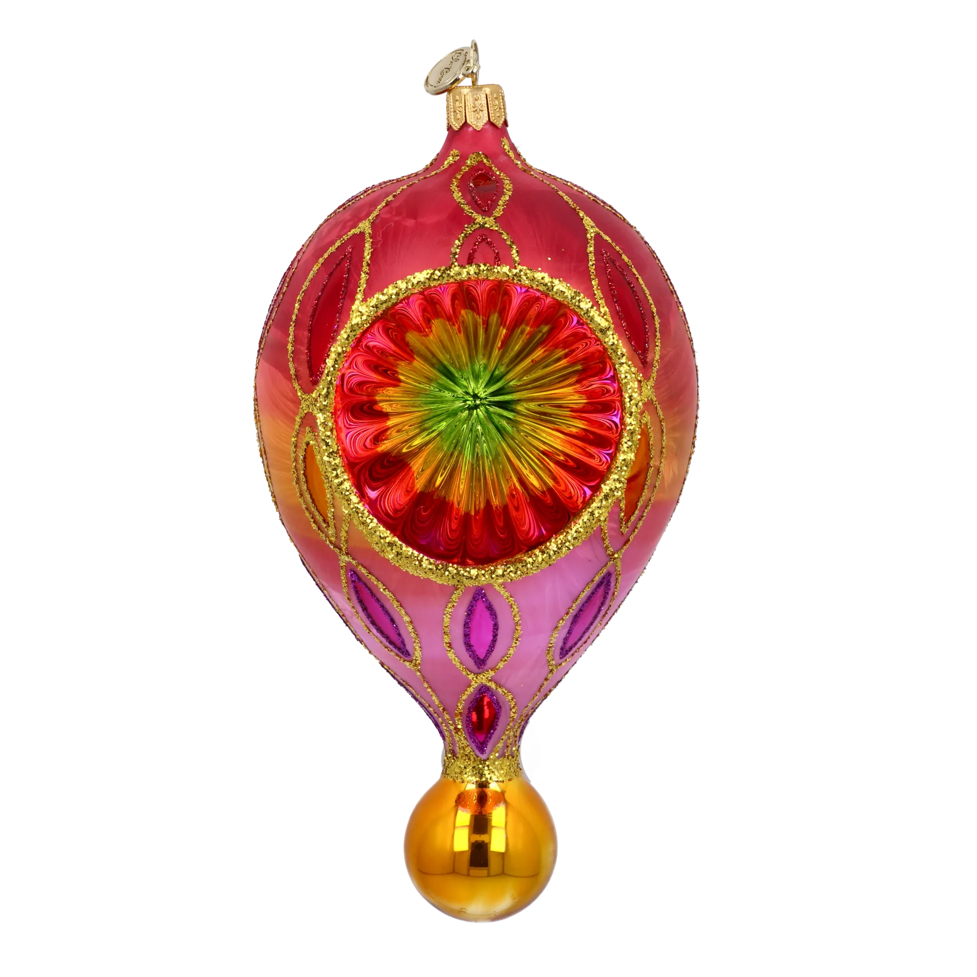 Crimson Solstice Echo | Hand-Painted Glass Ornament | Blubom 2025-112