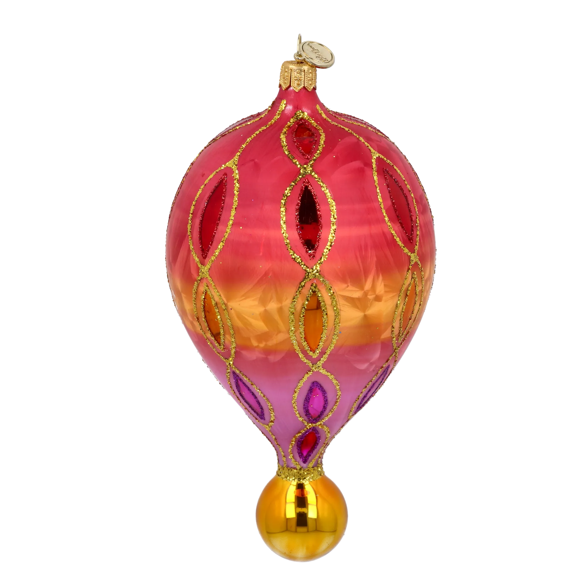Crimson Solstice Echo | Hand-Painted Glass Ornament | Blubom 2025-112
