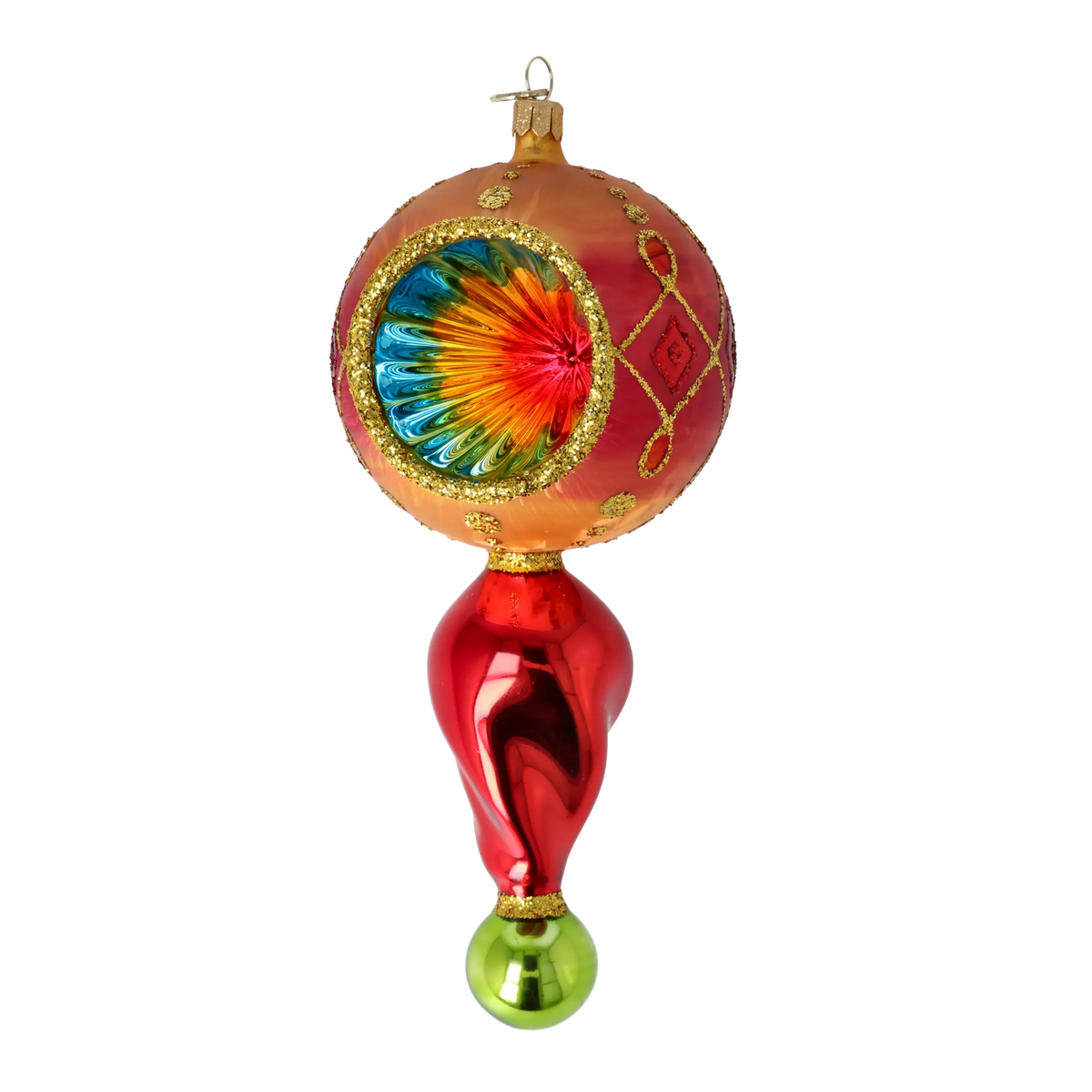 Saffron Solstice | Hand-Painted Glass Ornament | Blubom 2025-113