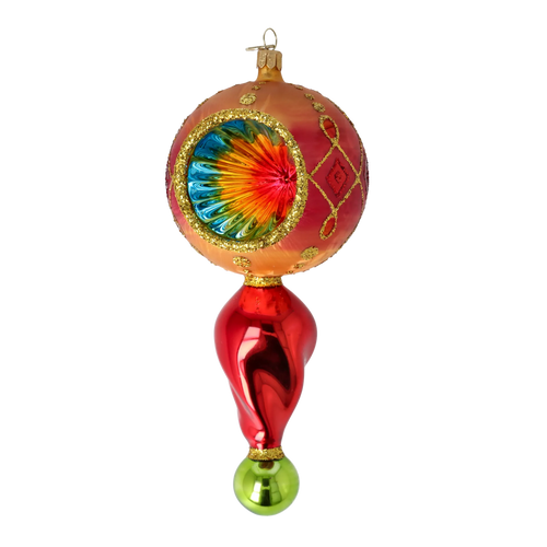 Saffron Solstice | Hand-Painted Glass Ornament | Blubom 2025-113