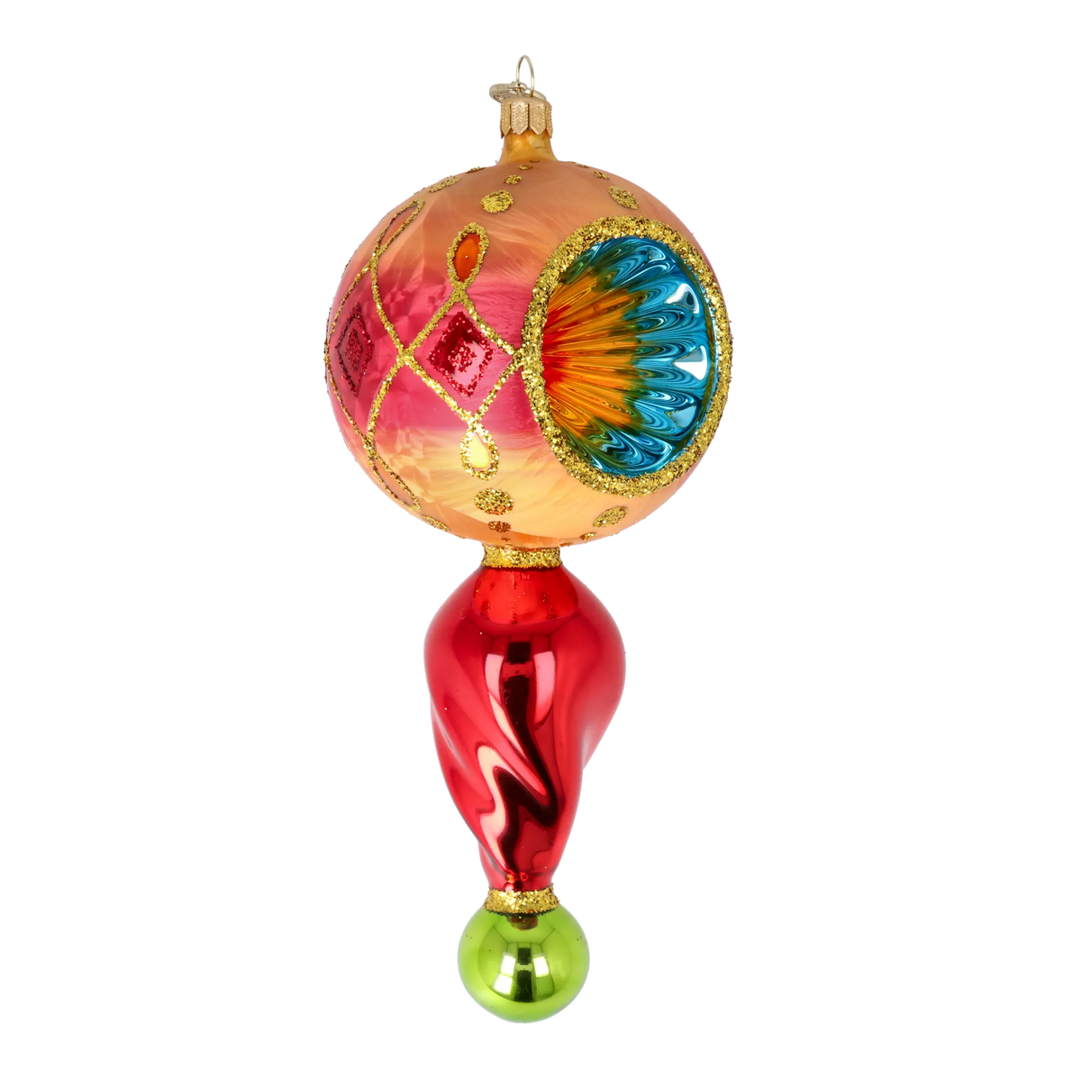 Saffron Solstice | Hand-Painted Glass Ornament | Blubom 2025-113