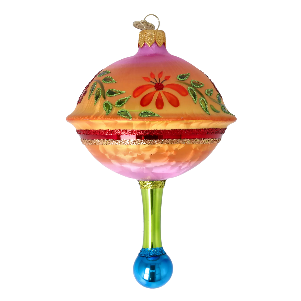 Saffron Meadow Zenith | Hand-Painted Glass Ornament | Blubom 2025-116
