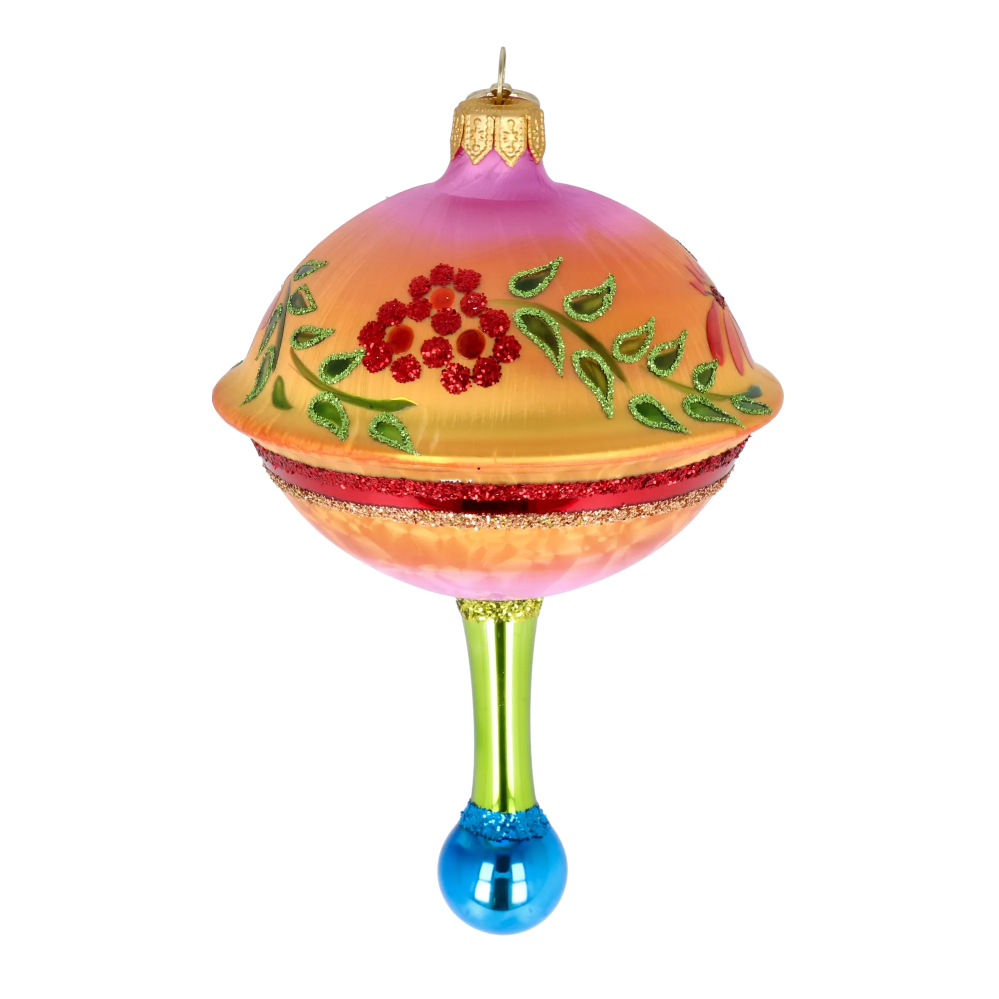 Saffron Meadow Zenith | Hand-Painted Glass Ornament | Blubom 2025-116
