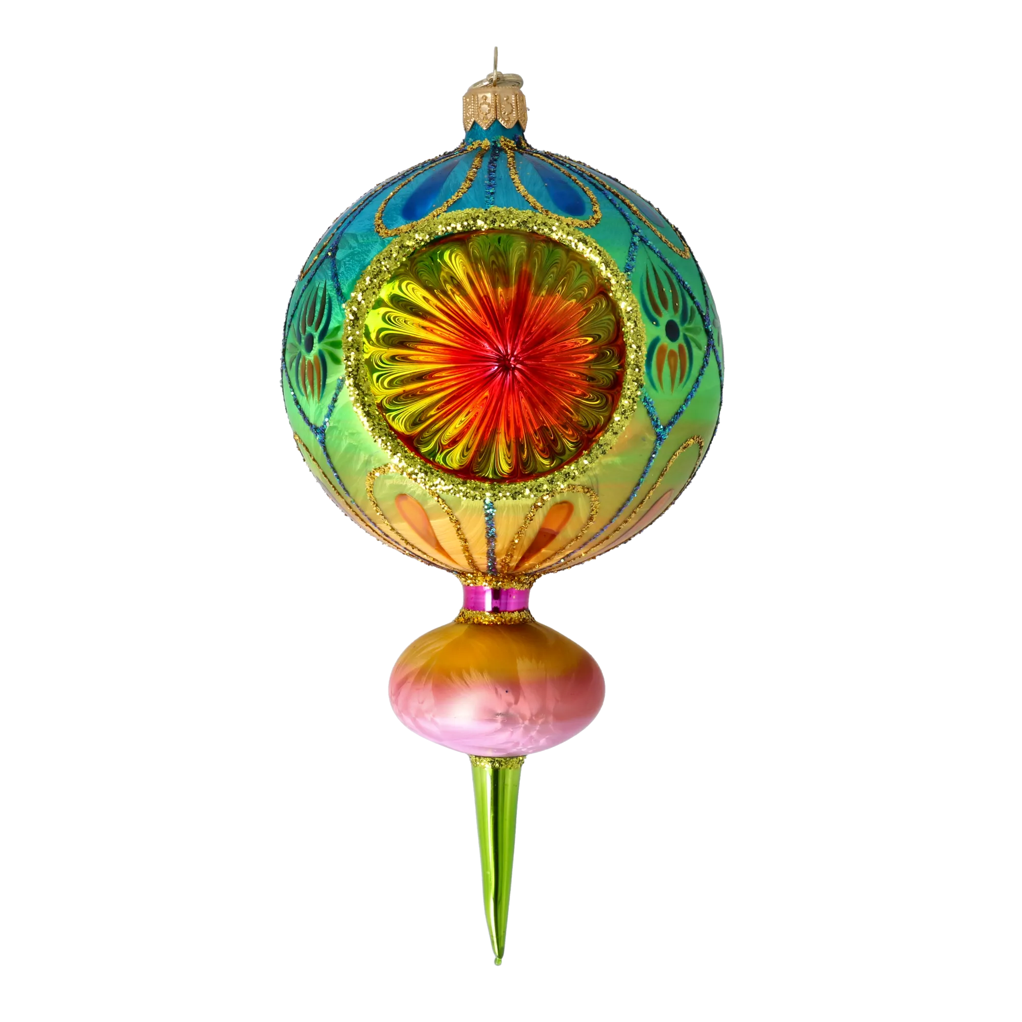 Azure Solar Mirage | Hand-Painted Glass Ornament | Blubom 2025-118